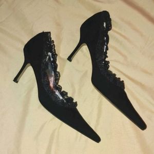Carmen Marc Valvo Suede Black pumps, Sz 6 1/2